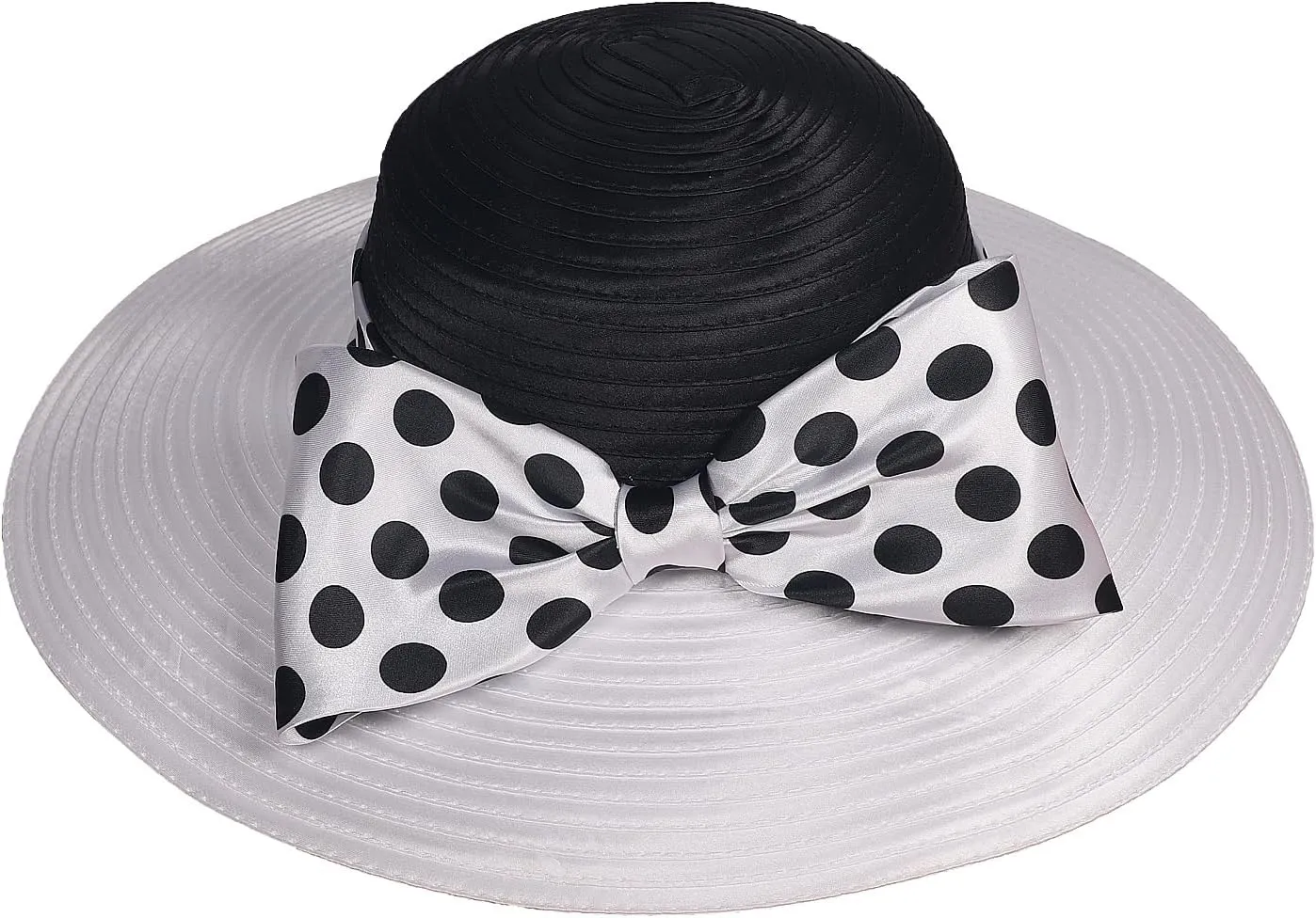 F FADVES Women's Dress Hats Wide Brimmed Hat Big Bowknot Church Hats for Women Fedora Fashionable Beach Bowler Cap