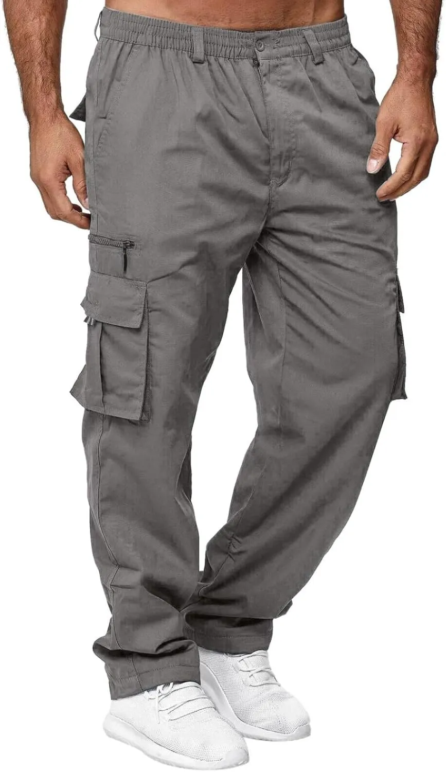 Fxbar Men's Outdoor Cargo Pant Relaxed Fit Lightweight Hiking Jogger Classic Fit Multi Pockets Fashion Trousers
