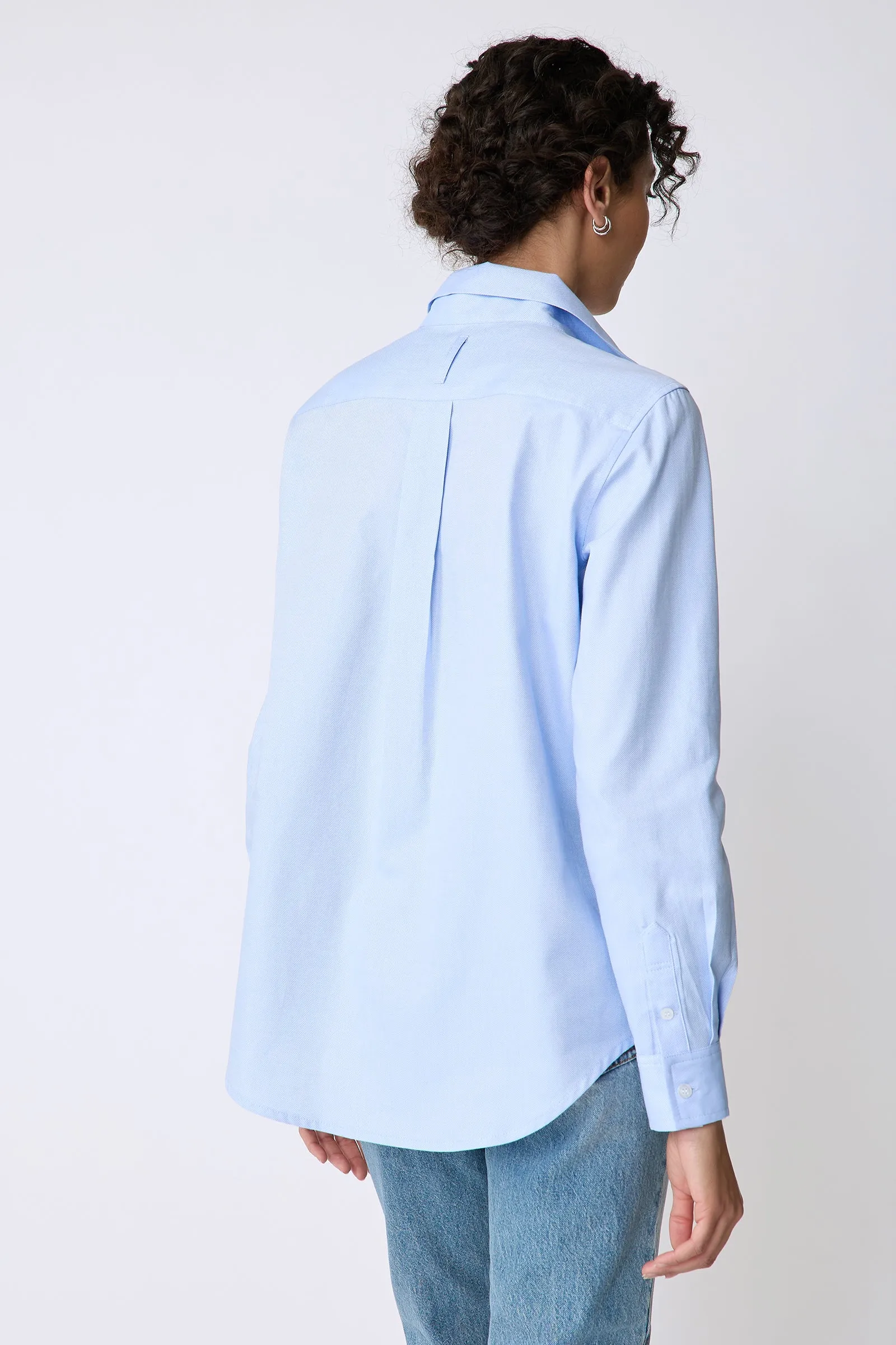 Ginna Box Pleat Shirt - Blue Pinpoint Oxford