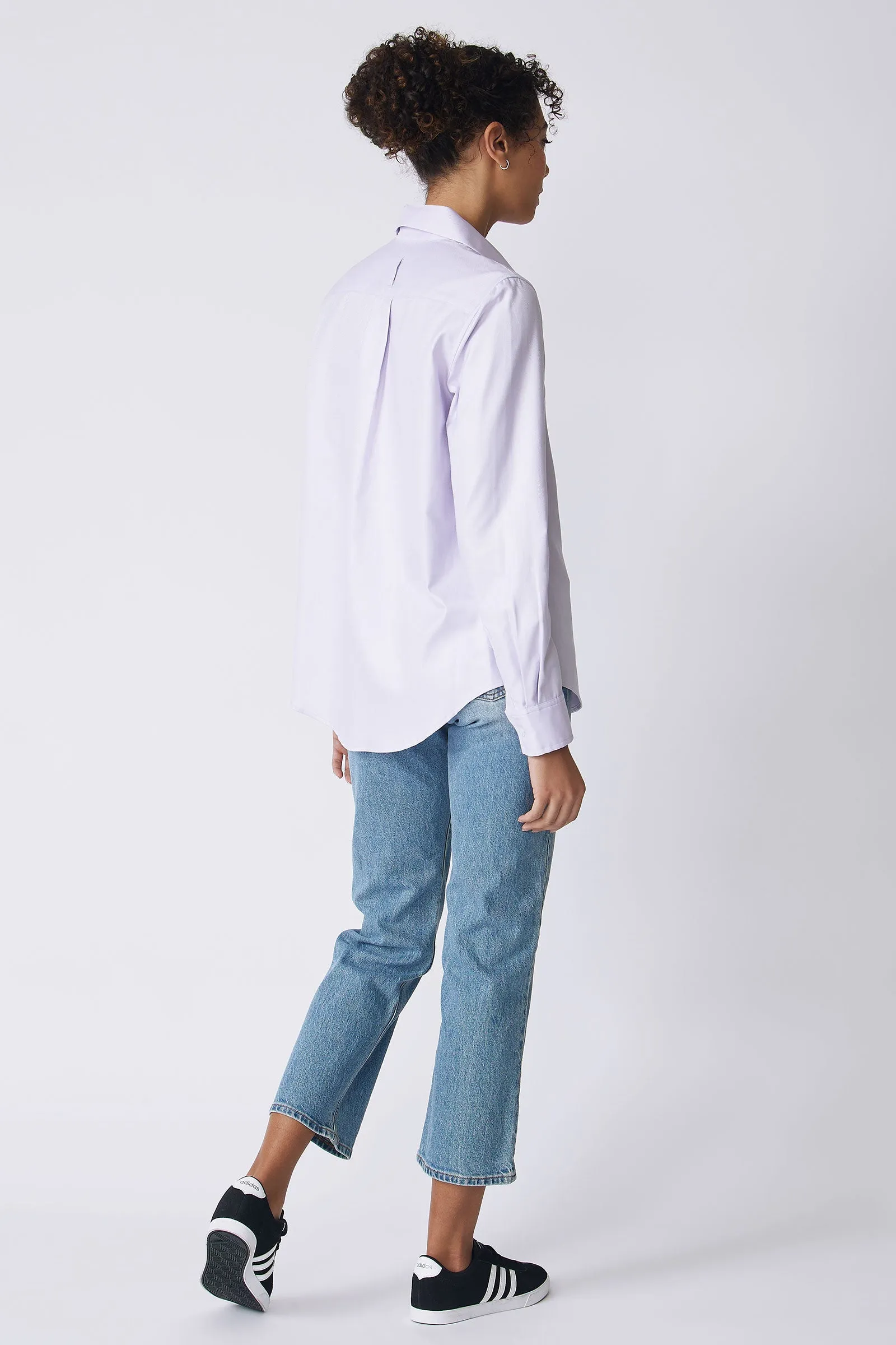 Ginna Box Pleat Shirt - Lavender Fine Herringbone