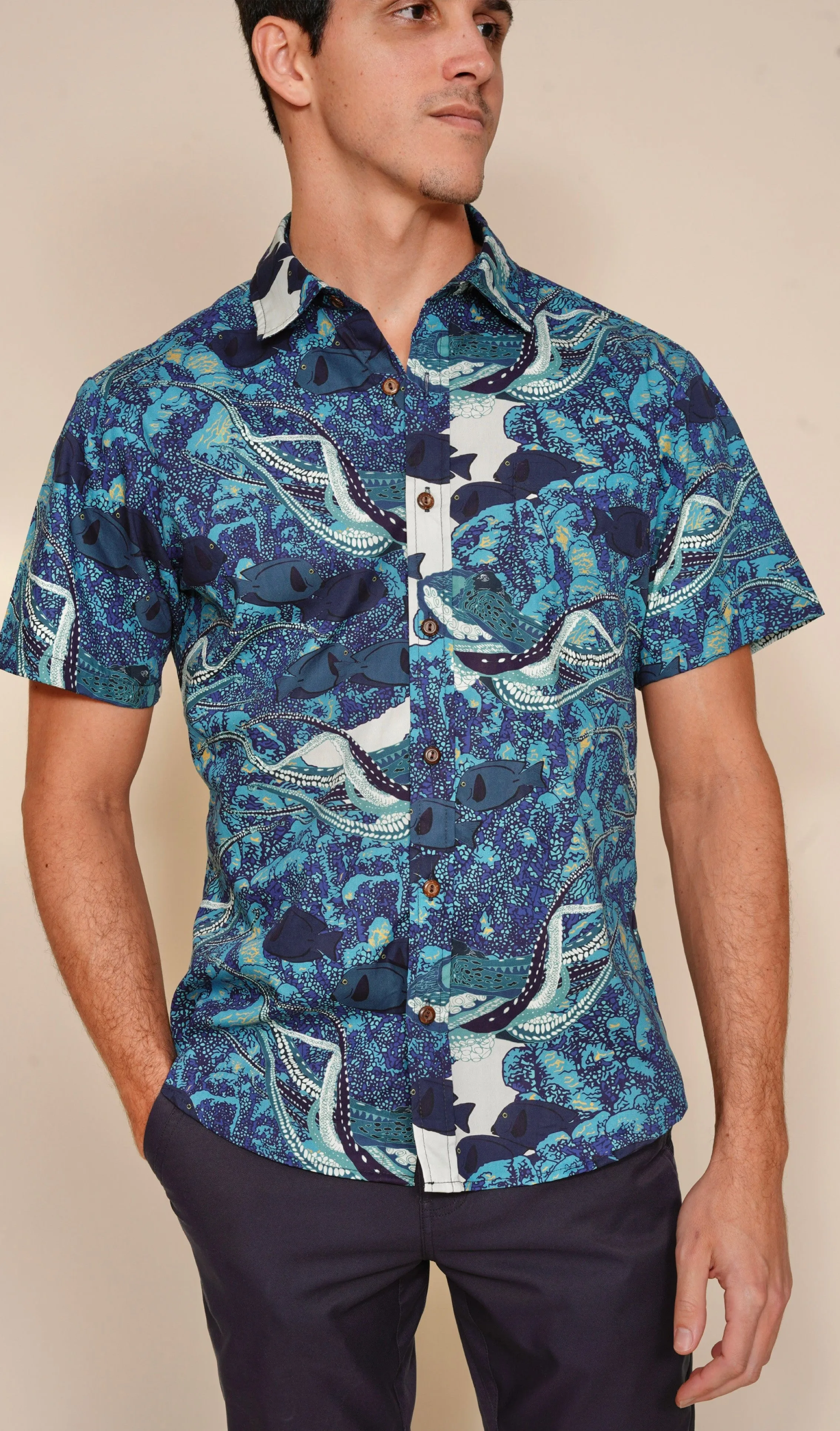 Hidden He‘e Tailored Aloha Shirt