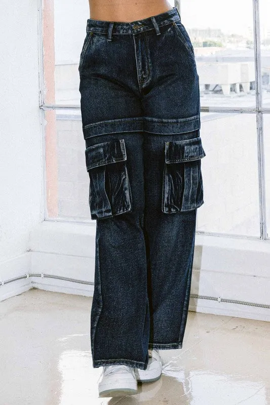 High Rise Cargo Jeans