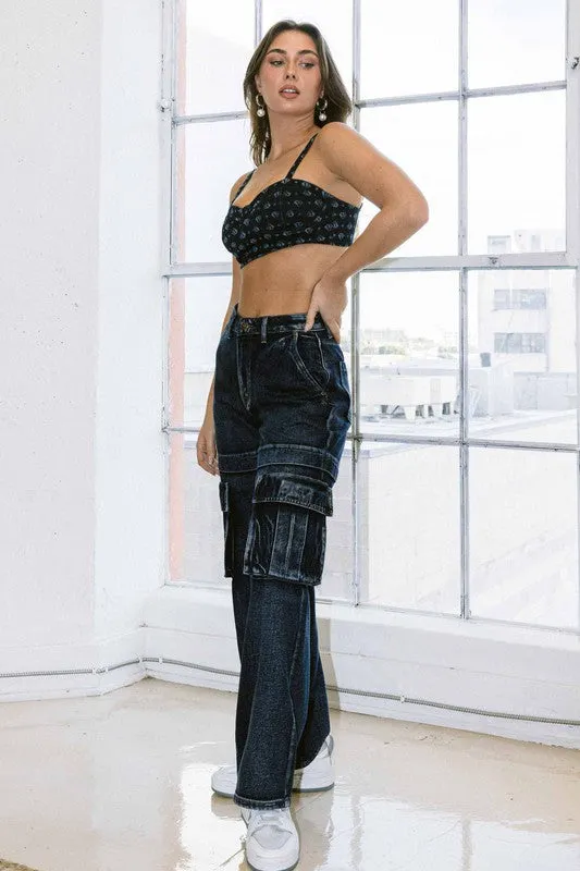 High Rise Cargo Jeans