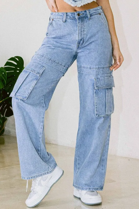 High Rise Cargo Jeans