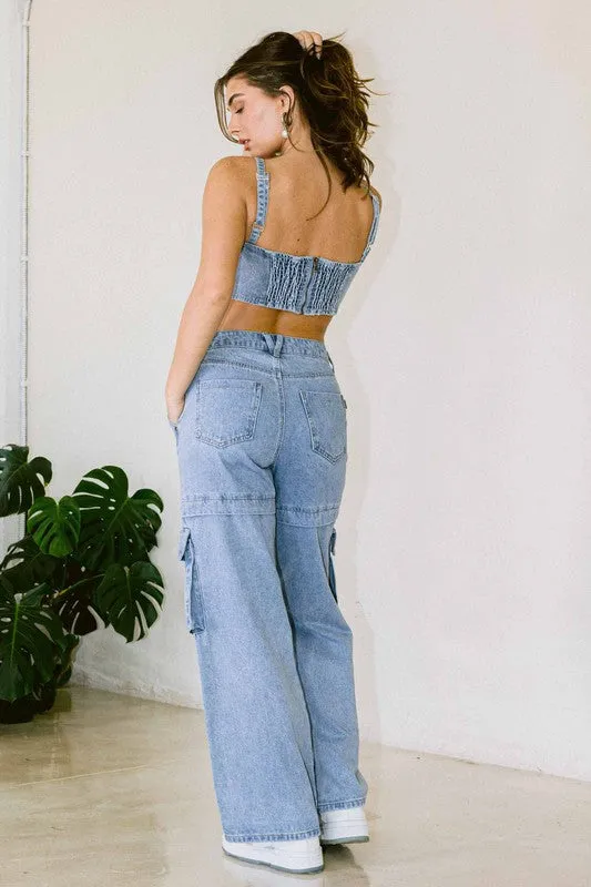 High Rise Cargo Jeans