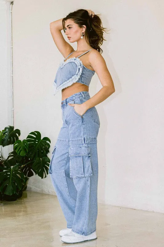 High Rise Cargo Jeans