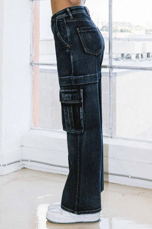 High Rise Cargo Jeans