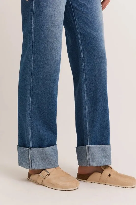 High Waist Cuffed Denim Jeans