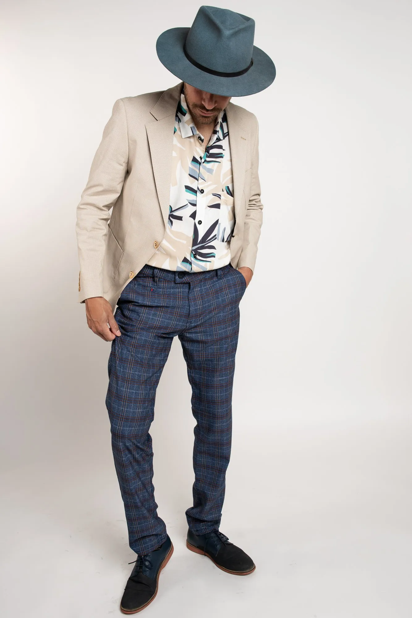 Houndstooth Blazer - Tan