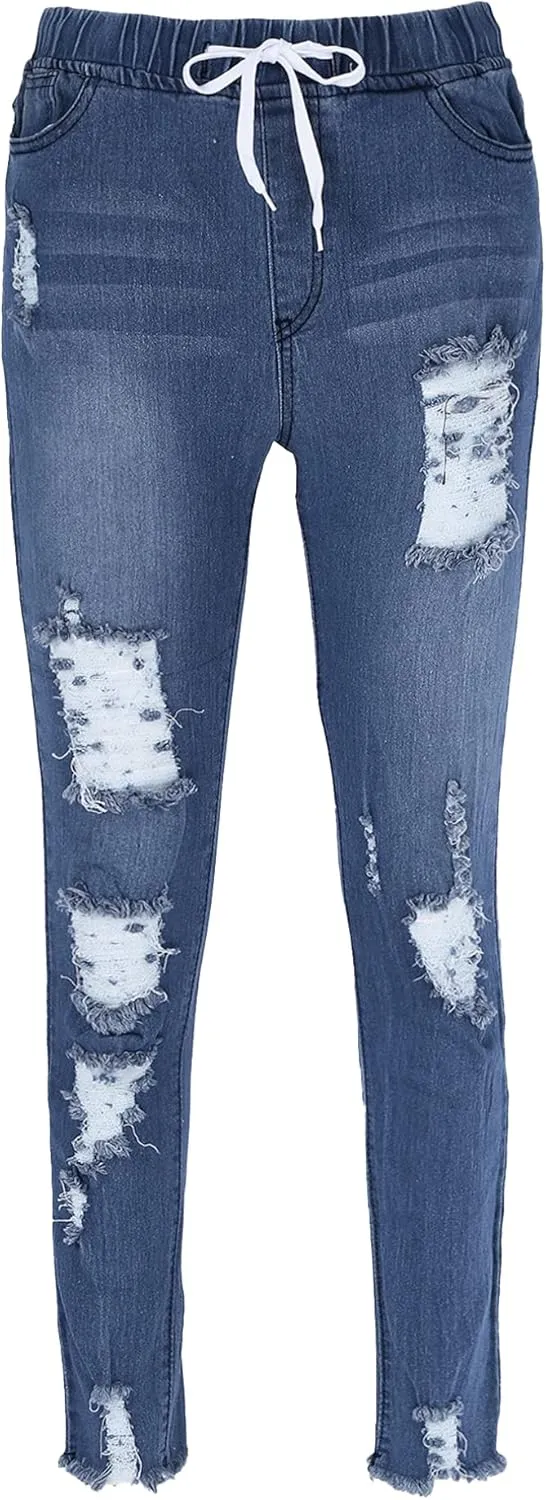 Jeans for Women High Waist Skinny Destroyed Ripped Hole Denim Pants Stretch Denim Jeans