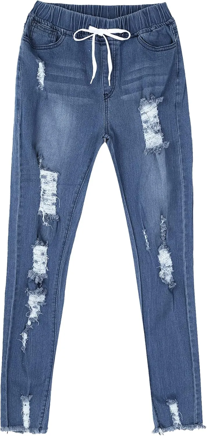 Jeans for Women High Waist Skinny Destroyed Ripped Hole Denim Pants Stretch Denim Jeans