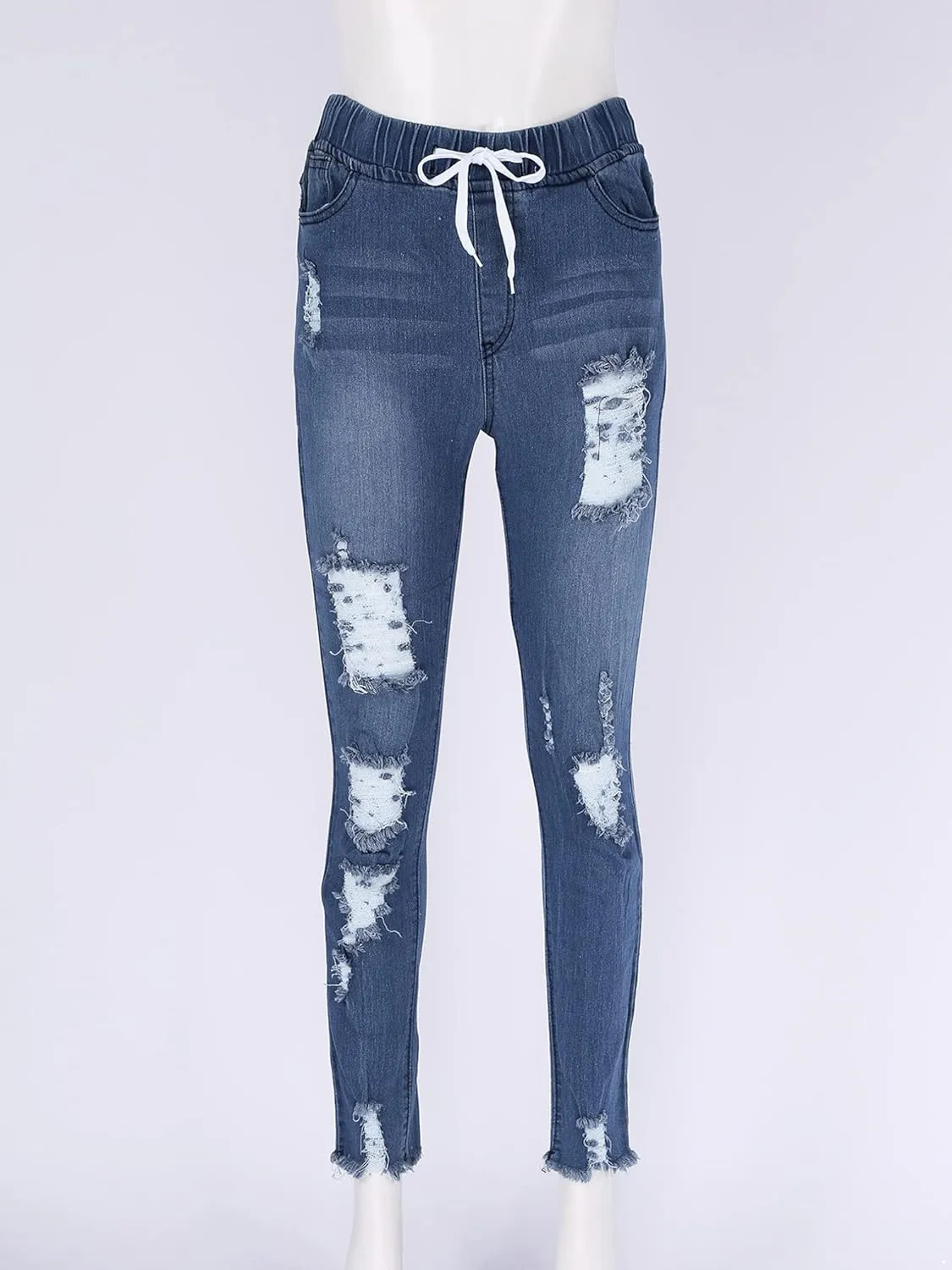 Jeans for Women High Waist Skinny Destroyed Ripped Hole Denim Pants Stretch Denim Jeans