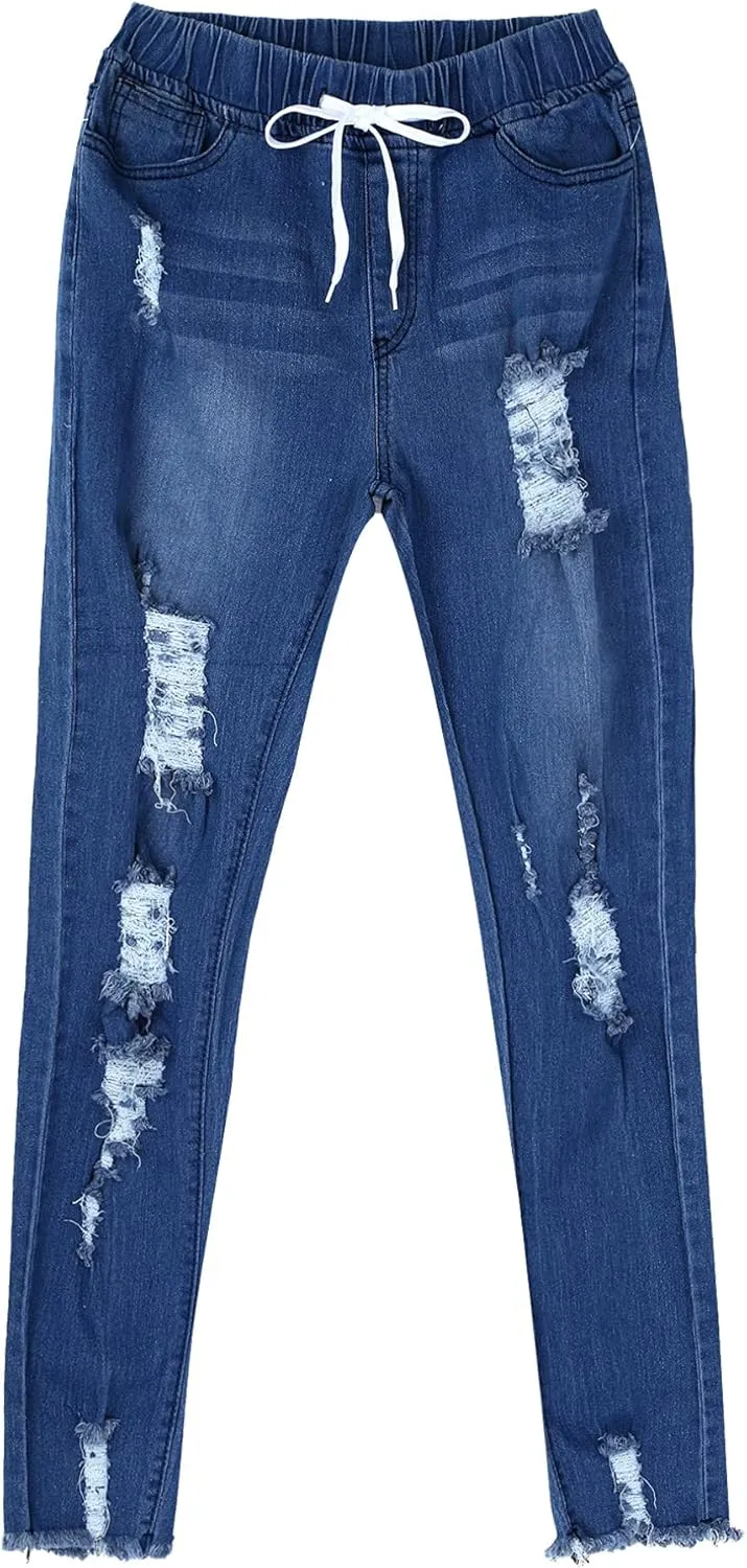 Jeans for Women High Waist Skinny Destroyed Ripped Hole Denim Pants Stretch Denim Jeans