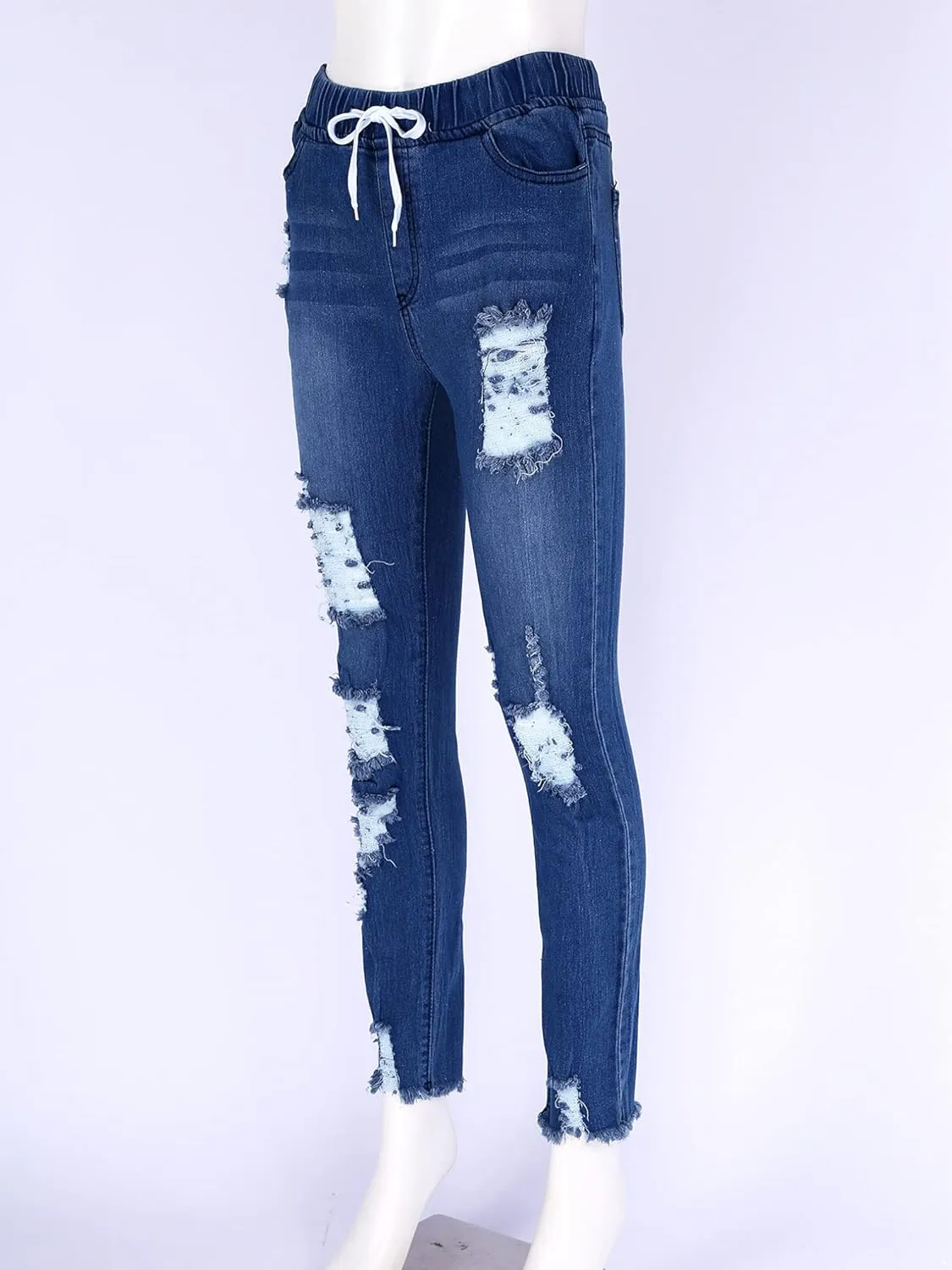 Jeans for Women High Waist Skinny Destroyed Ripped Hole Denim Pants Stretch Denim Jeans