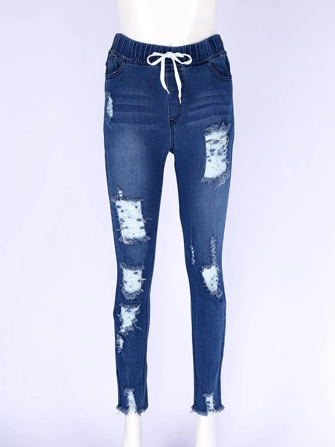Jeans for Women High Waist Skinny Destroyed Ripped Hole Denim Pants Stretch Denim Jeans