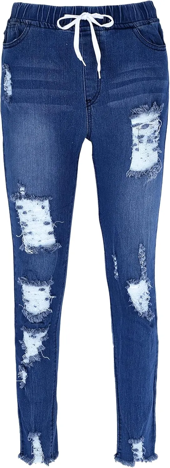 Jeans for Women High Waist Skinny Destroyed Ripped Hole Denim Pants Stretch Denim Jeans