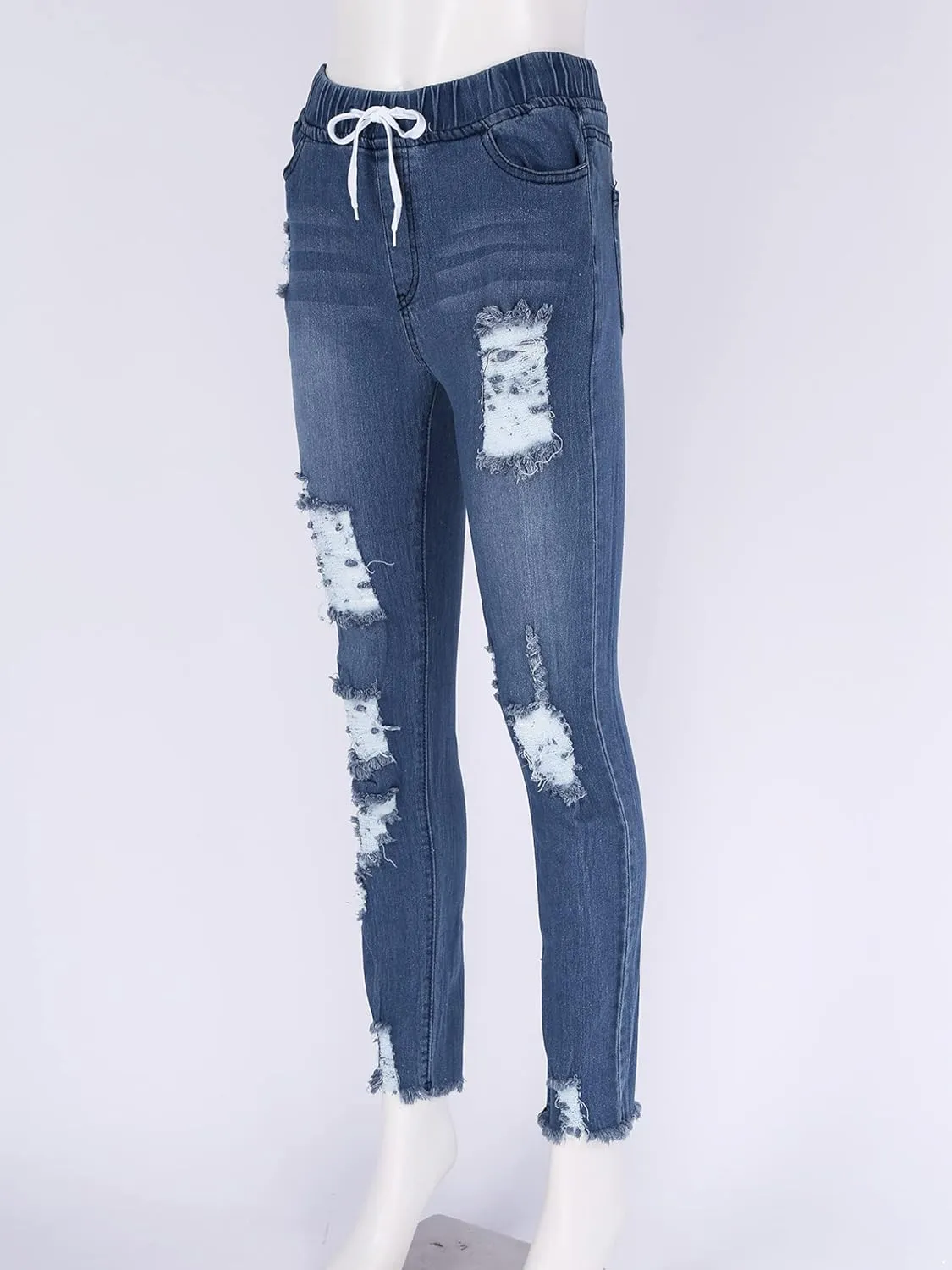 Jeans for Women High Waist Skinny Destroyed Ripped Hole Denim Pants Stretch Denim Jeans