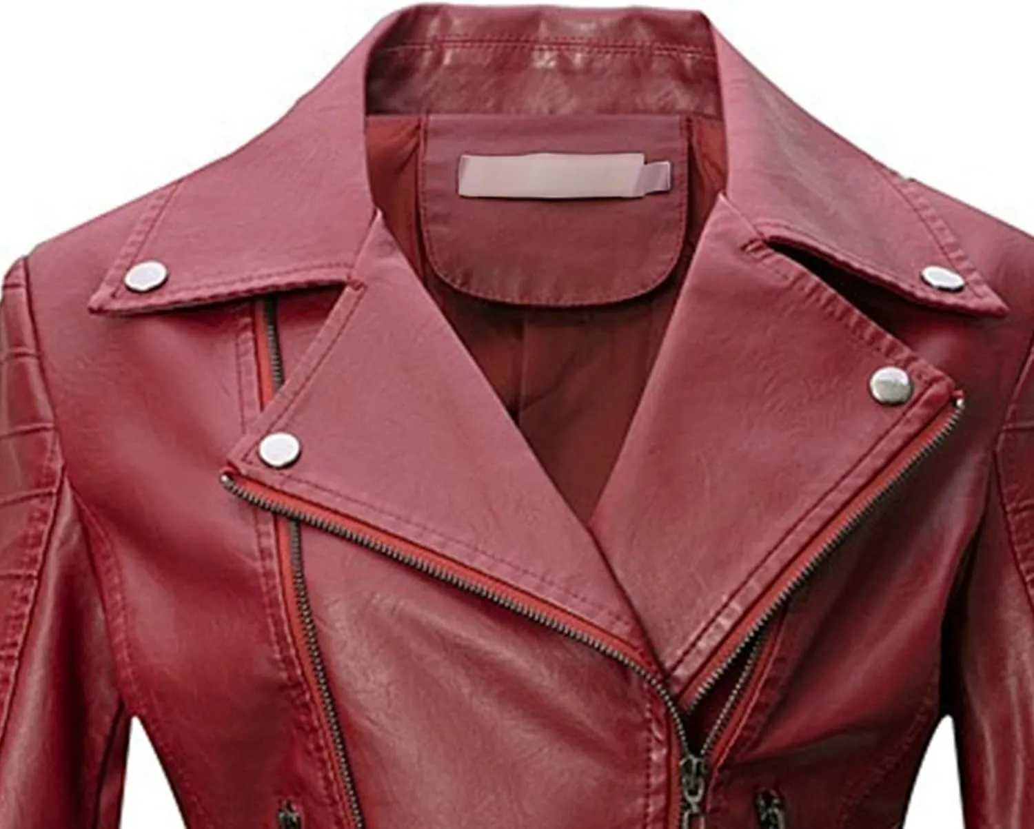 JEKE-DG Women's Wing Collar Cropped Bomber Coat Fashion Slim Fit Coat Jacket Asymmetrical Faux PU Moto Outerwear