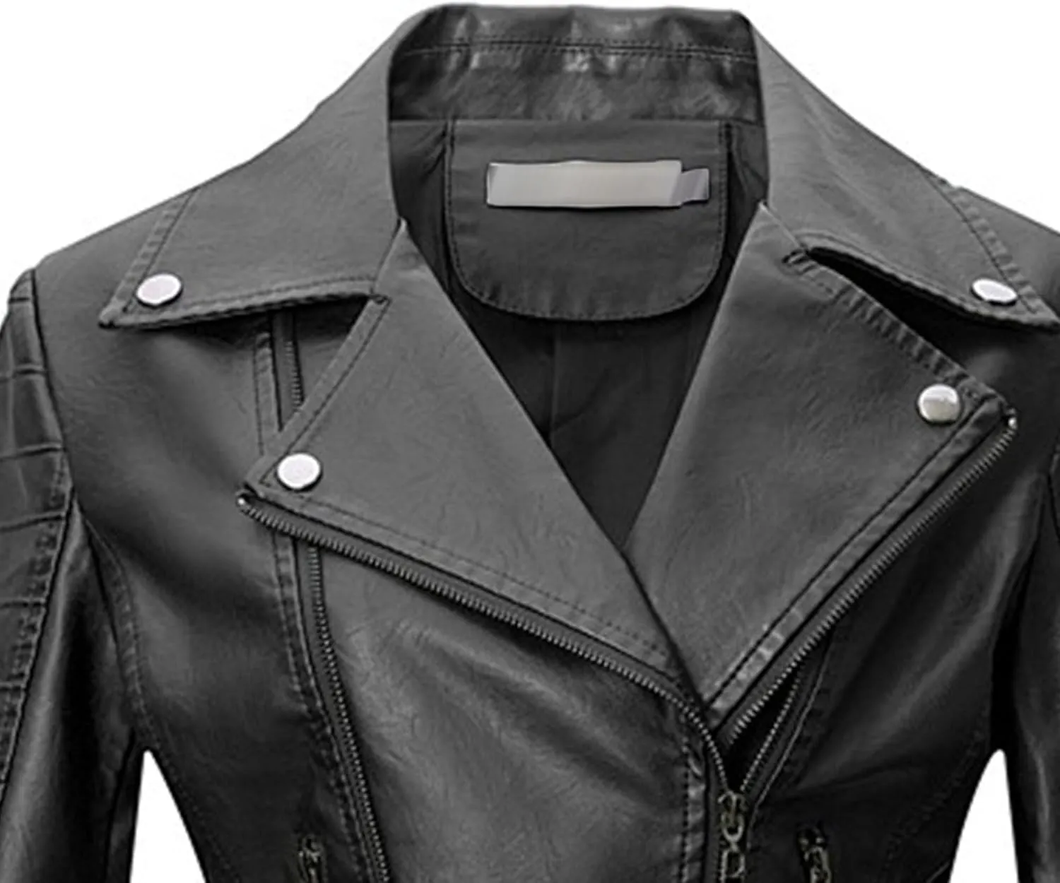 JEKE-DG Women's Wing Collar Cropped Bomber Coat Fashion Slim Fit Coat Jacket Asymmetrical Faux PU Moto Outerwear