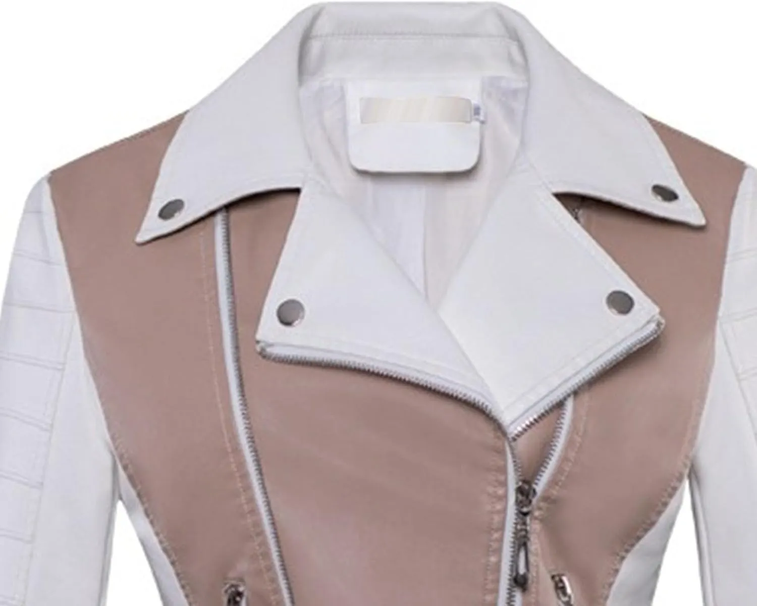JEKE-DG Women's Wing Collar Cropped Bomber Coat Fashion Slim Fit Coat Jacket Asymmetrical Faux PU Moto Outerwear