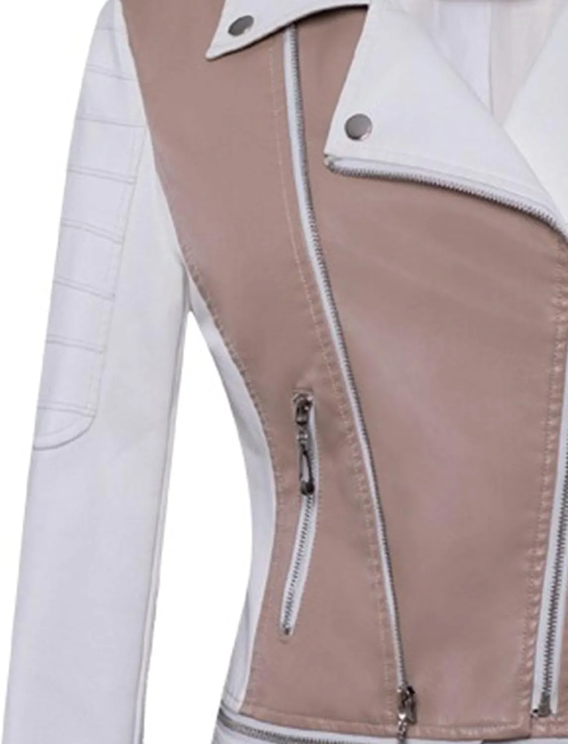 JEKE-DG Women's Wing Collar Cropped Bomber Coat Fashion Slim Fit Coat Jacket Asymmetrical Faux PU Moto Outerwear