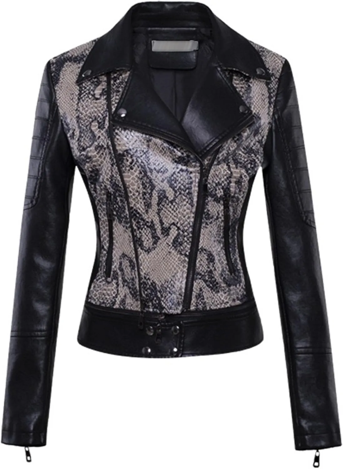 JEKE-DG Women's Wing Collar Cropped Bomber Coat Fashion Slim Fit Coat Jacket Asymmetrical Faux PU Moto Outerwear