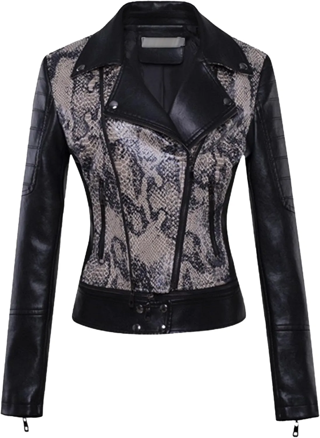 JEKE-DG Women's Wing Collar Cropped Bomber Coat Fashion Slim Fit Coat Jacket Asymmetrical Faux PU Moto Outerwear