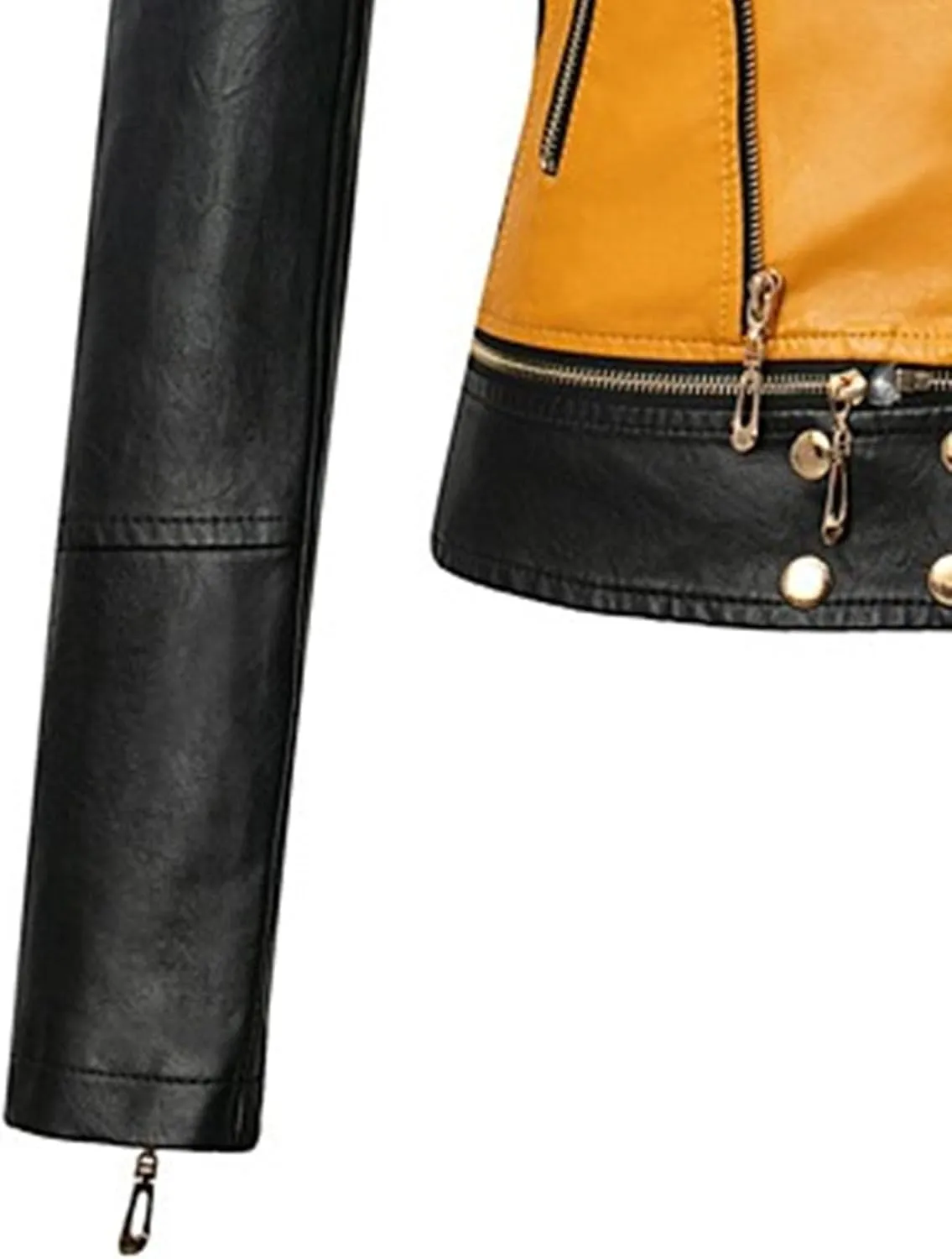 JEKE-DG Women's Wing Collar Cropped Bomber Coat Fashion Slim Fit Coat Jacket Asymmetrical Faux PU Moto Outerwear