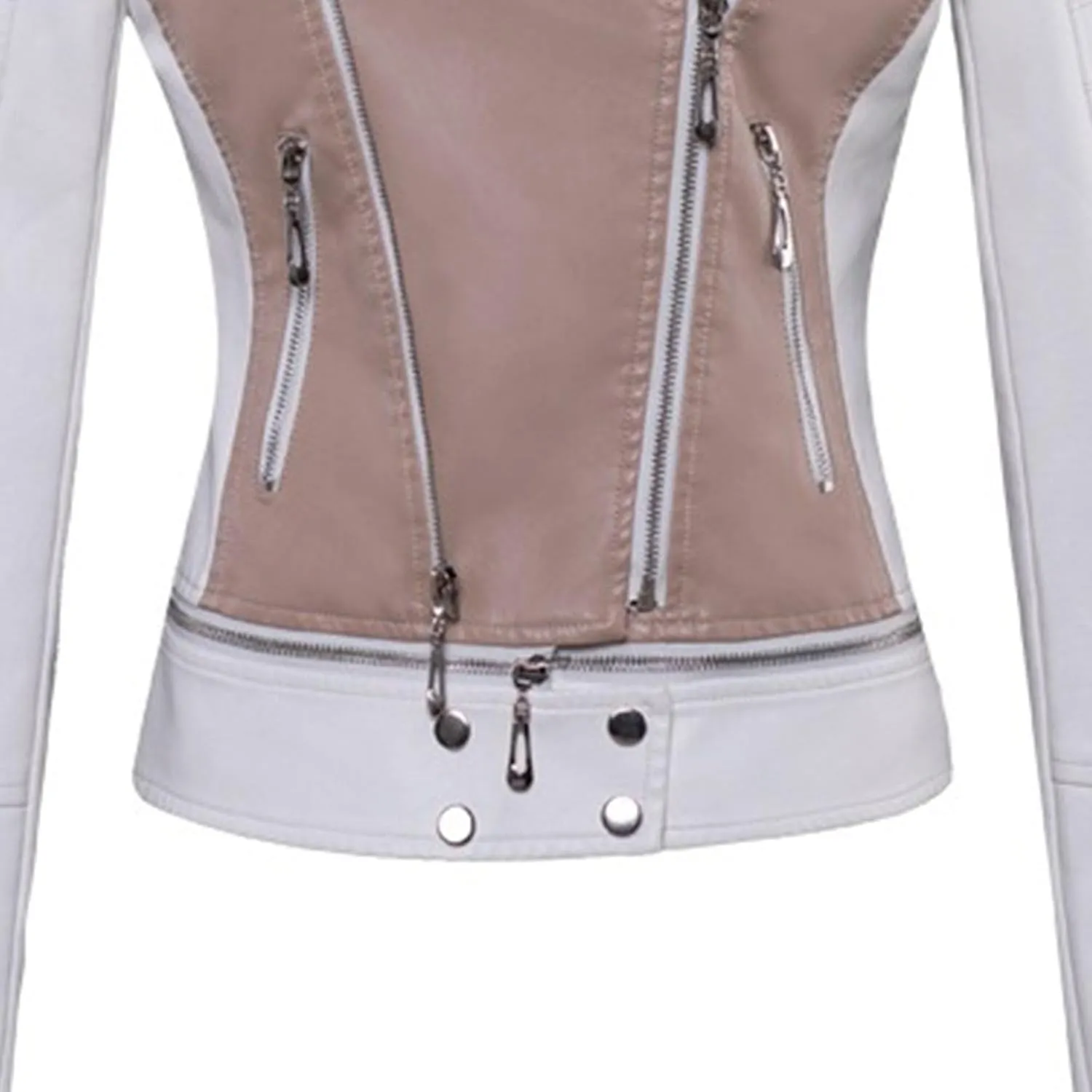 JEKE-DG Women's Wing Collar Cropped Bomber Coat Fashion Slim Fit Coat Jacket Asymmetrical Faux PU Moto Outerwear