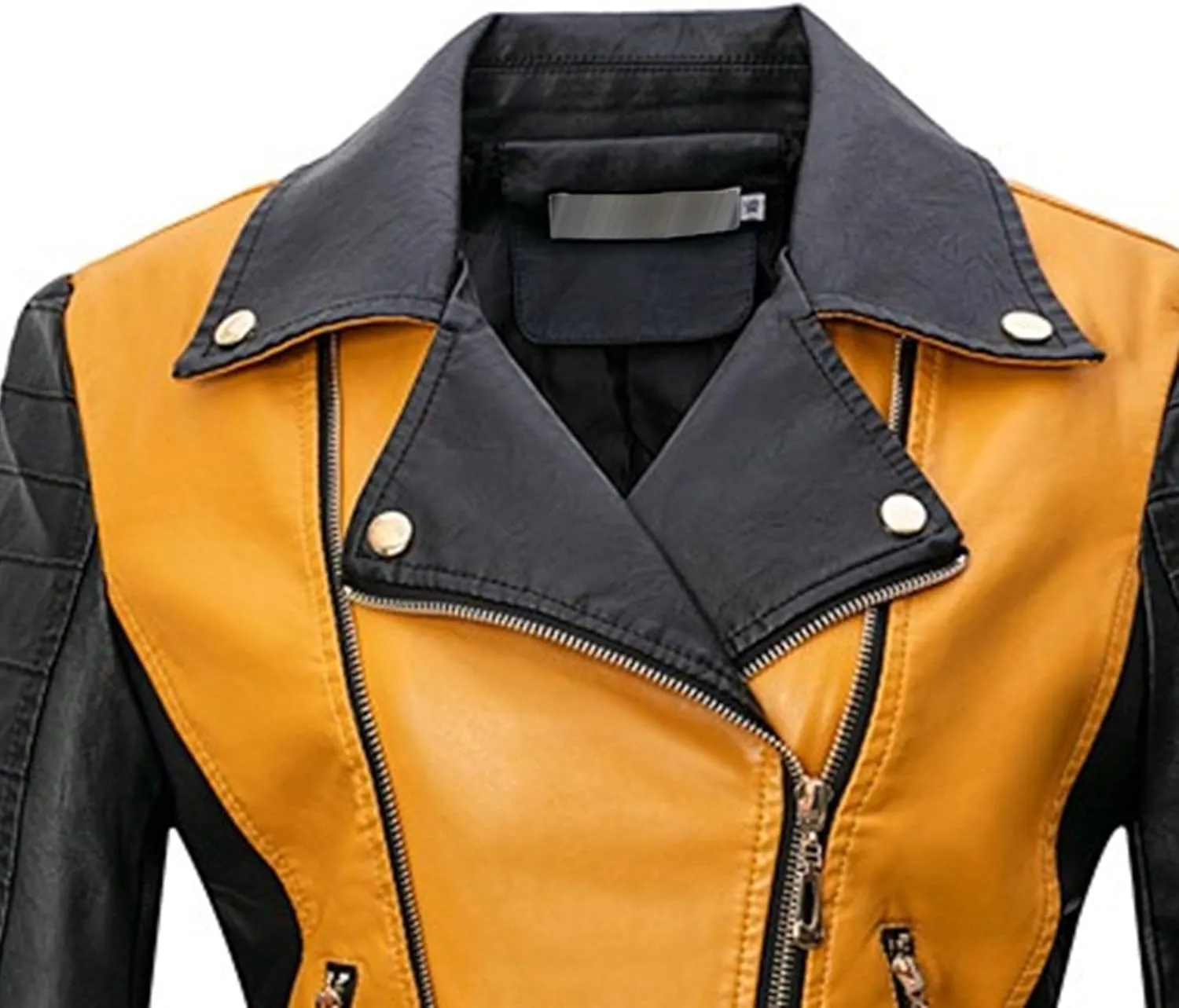 JEKE-DG Women's Wing Collar Cropped Bomber Coat Fashion Slim Fit Coat Jacket Asymmetrical Faux PU Moto Outerwear