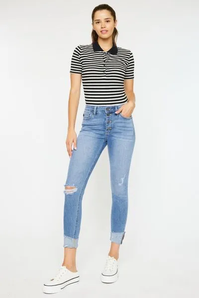 Kancan Distressed Button Fly Jeans