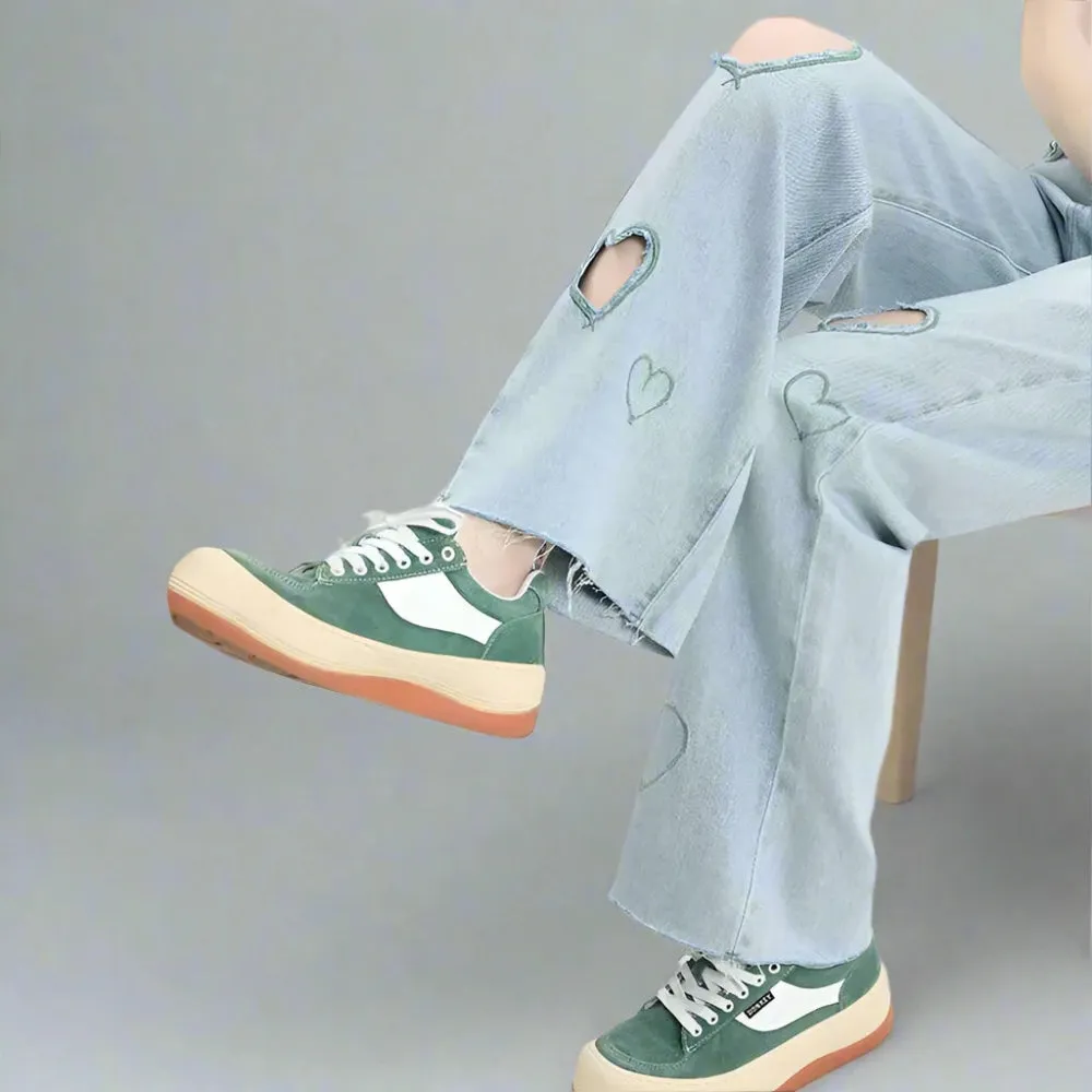 Kawaii Streetwear Blue High Waist Jeans