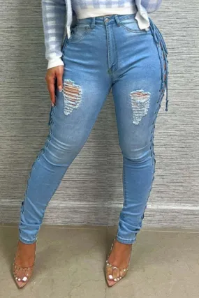 Lace Them Up Denim Jeans