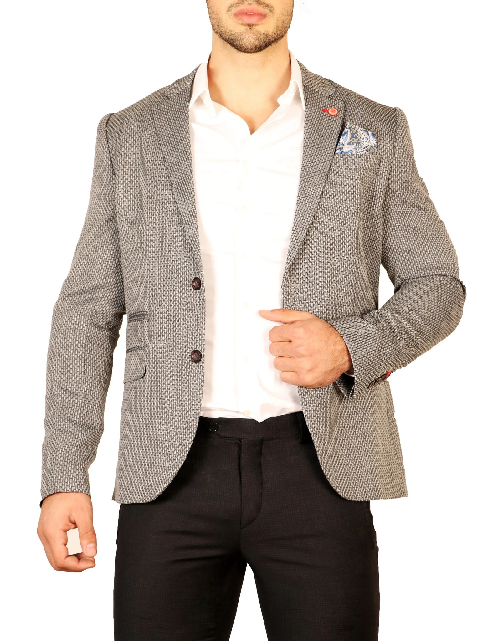 Lightweight Contrast Lapel Pin Fitted Blazer