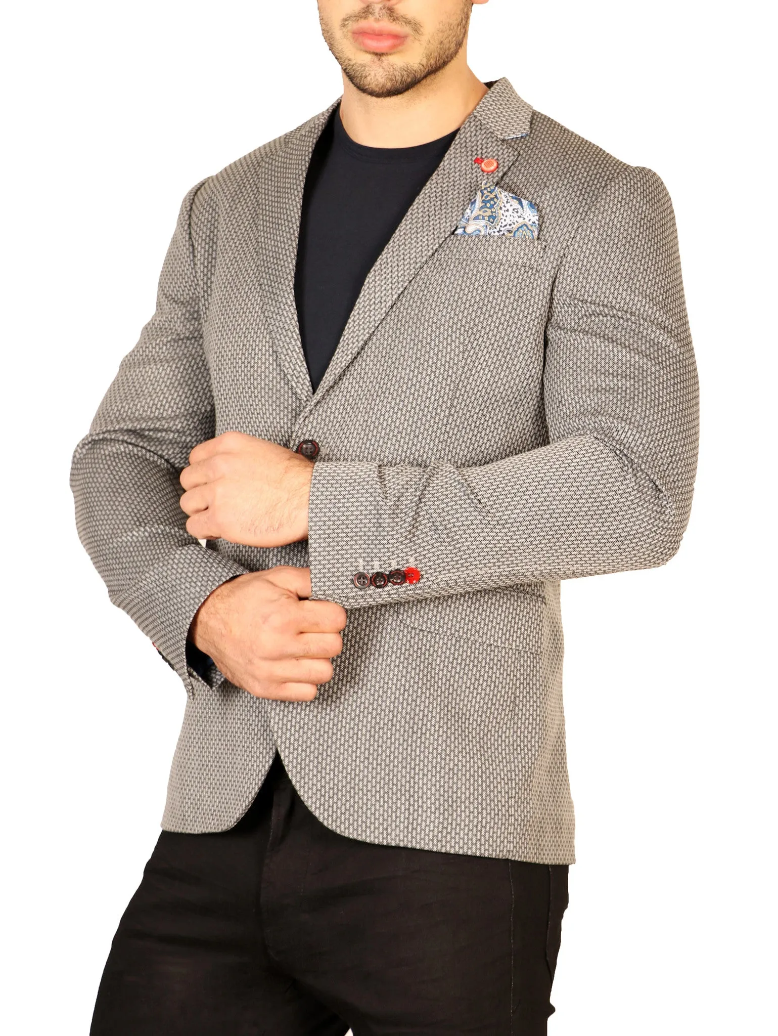 Lightweight Contrast Lapel Pin Fitted Blazer