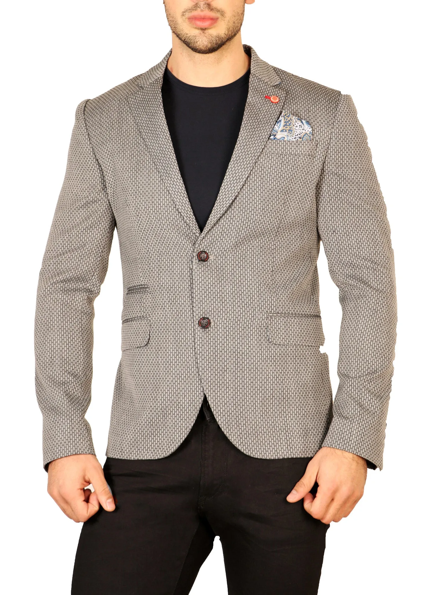Lightweight Contrast Lapel Pin Fitted Blazer