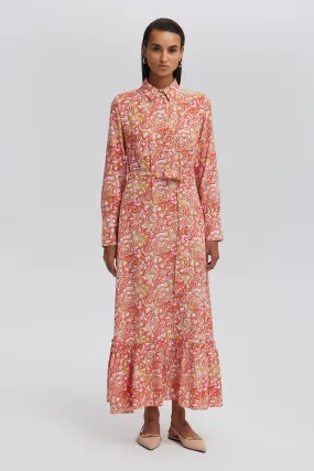 LINEN TEXTURED PATTERNED DRESS