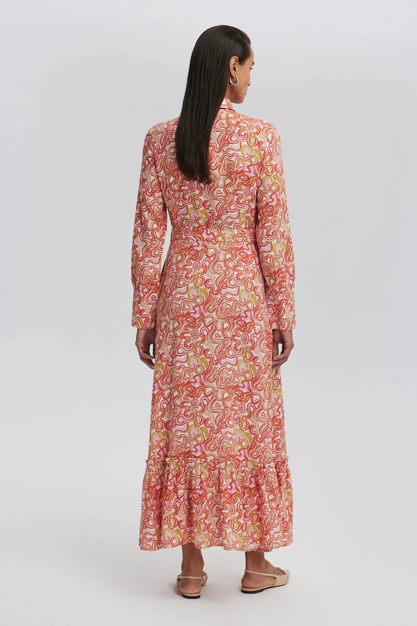 LINEN TEXTURED PATTERNED DRESS