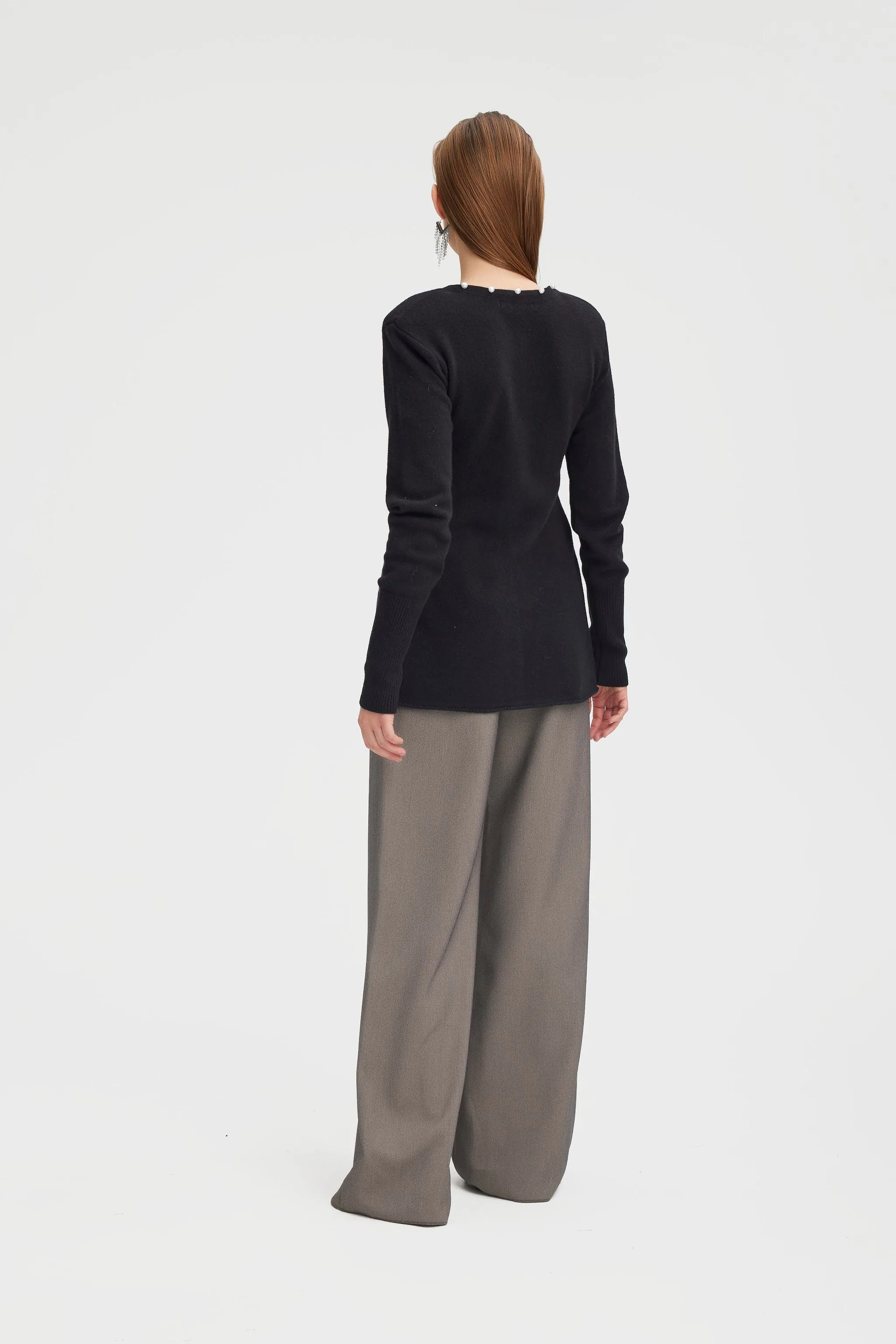 ManziGZ Wool Pearly Cardigan - Black