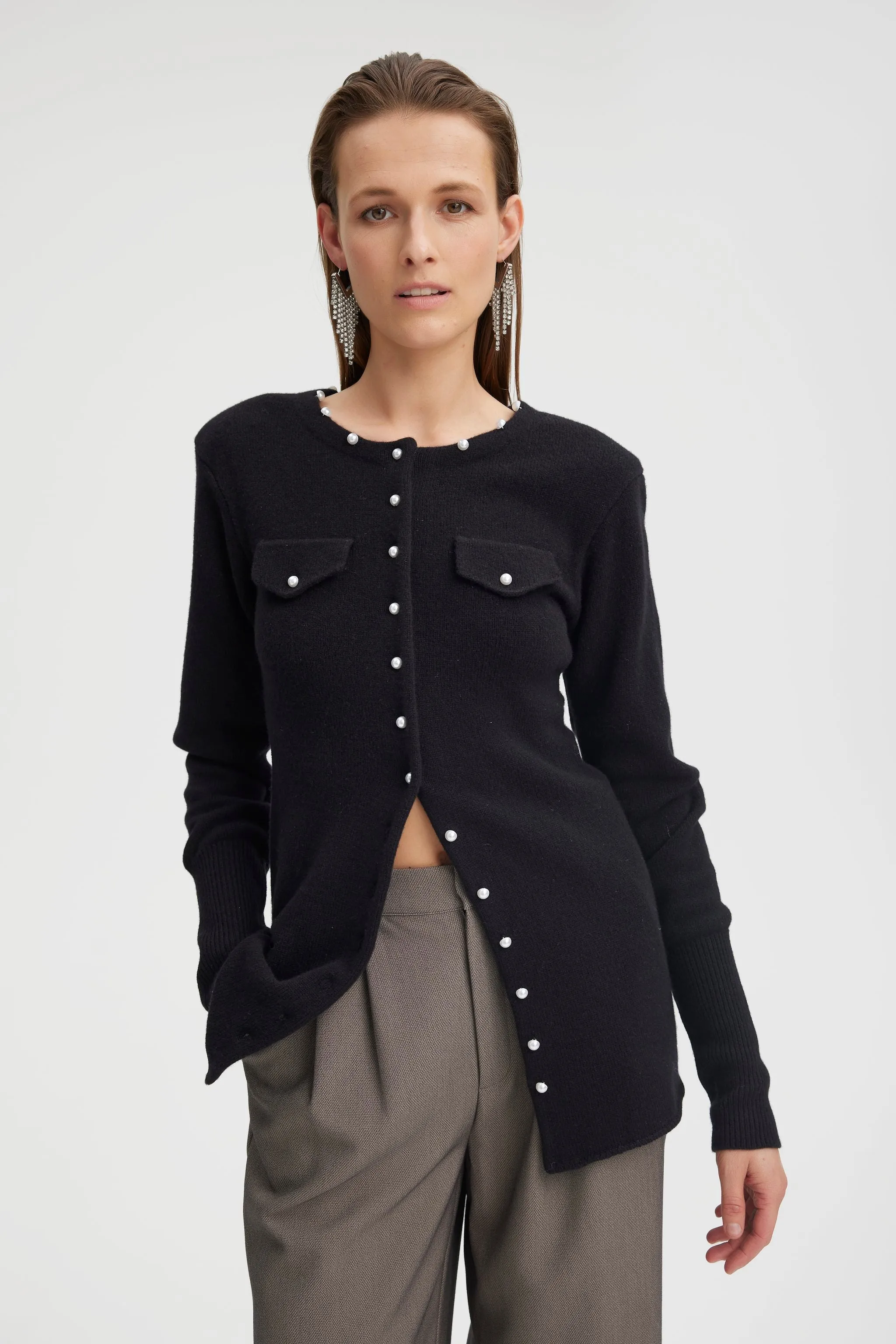 ManziGZ Wool Pearly Cardigan - Black