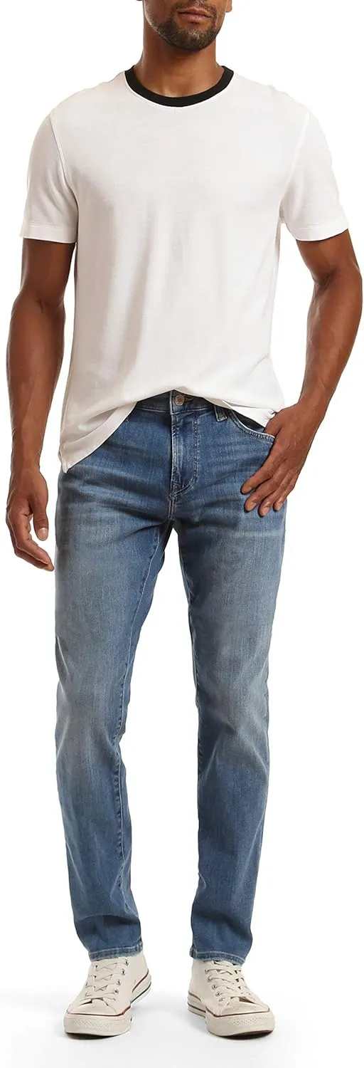 Mavi Matt Classic Men's Straight Leg Jeans, Mid-Rise Relaxed Fit Jeans for Men, Men's Sustainable Jeans, Light Brushed Feather Blue, Light Wash Blue Jeans, 36 x 32