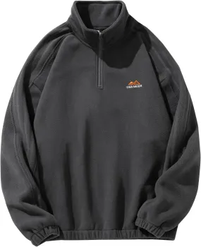 Mens 1/4 Zipper Fleece Sherpa Pullover Sweatshirt Classic Solid Color Vintage Warm Fall Winter Unisex Hoodie Outwear