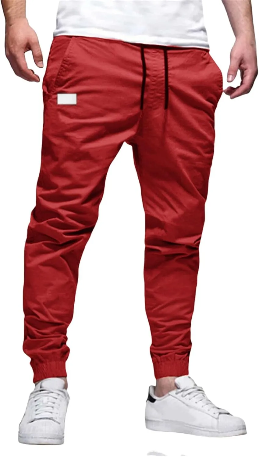 Men's Cargo Joggers Pants Casual Elastic Waist Drawstring Stretch Relaxed Fit Work Pants Tapered Sweatpants