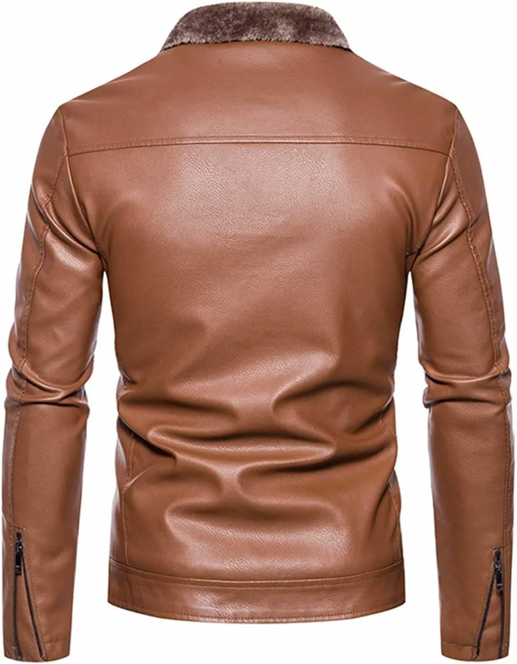 Men’s Faux Fleece Lined Leather Jackets Bomber Jacket Stylish Winter Coat Zip Up Sherpa Jacket