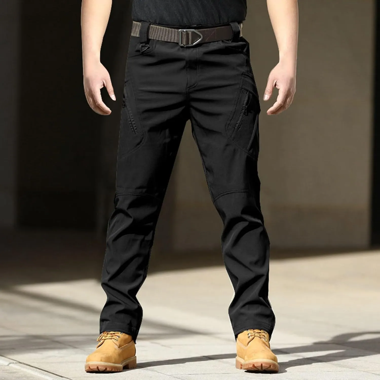 Men's Lightweight Cargo Pants Straight Leg Athletic Tactical Joggers Relaxed Fit Overalls Hiking Work Trousers