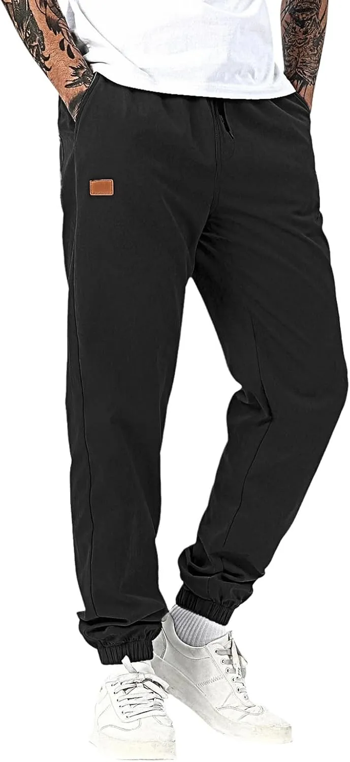 Men's Pants with Multi Pockets Drawstring Tactical Joggers Relaxed Fit Hiking Stretch Casual Sweatpants Cargo Workout
