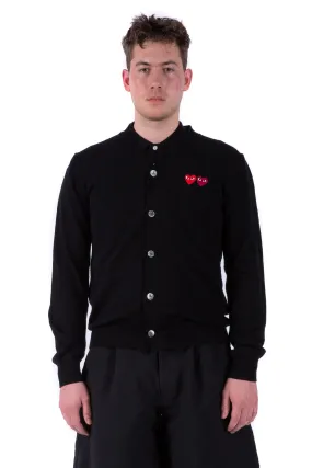 Men's Play Cardigan with Red and Burgundy Hearts