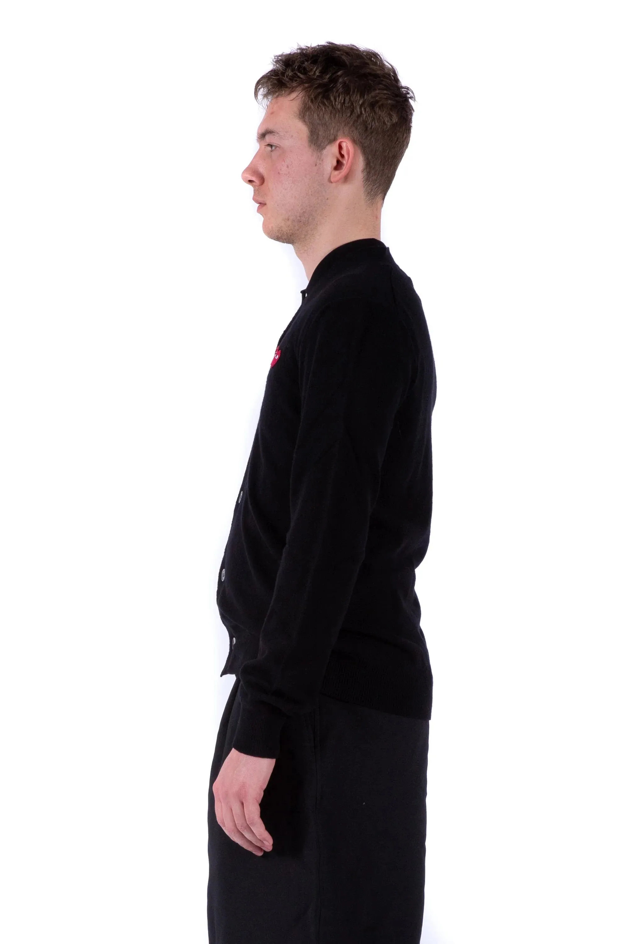Men's Play Cardigan with Red and Burgundy Hearts