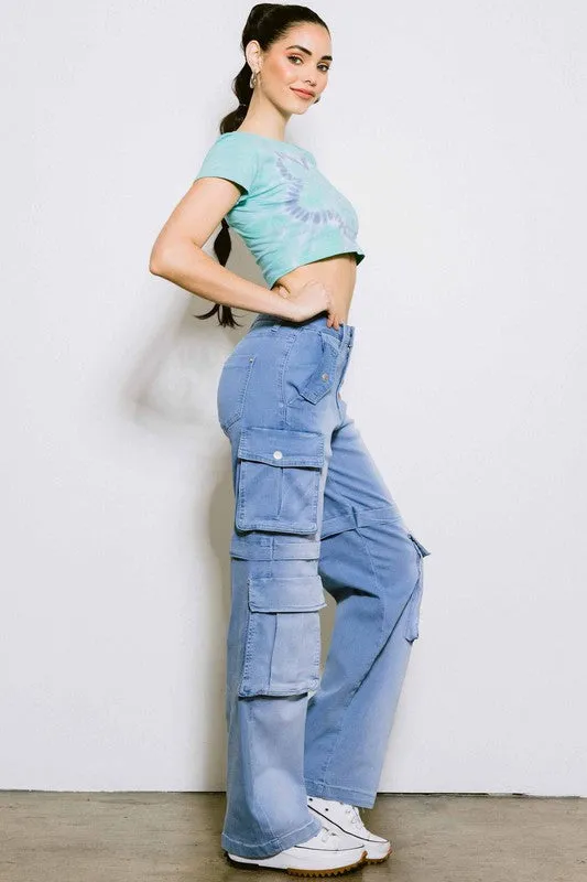 Mid Rise Cargo Jeans