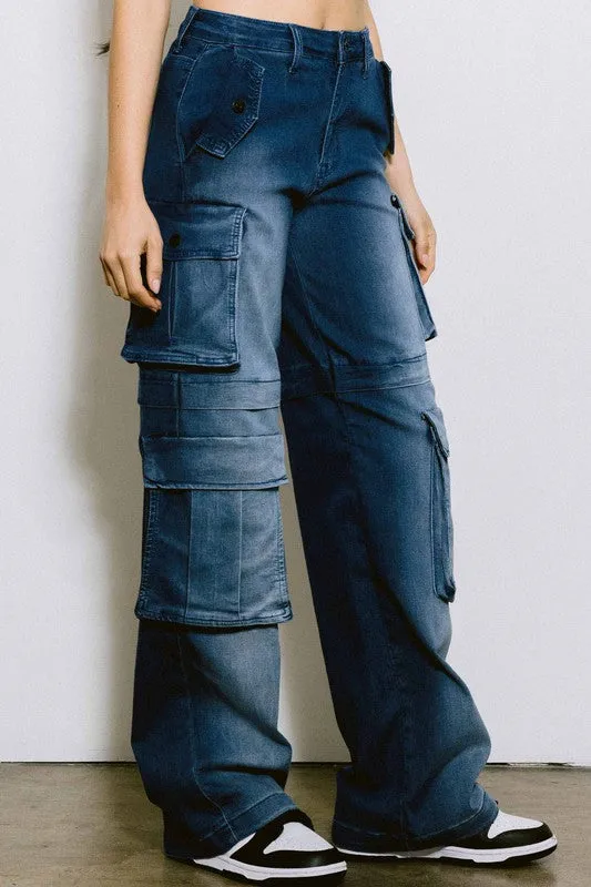 Mid Rise Cargo Jeans